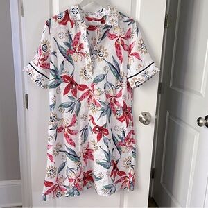 Chico’s 100% Linen Floral Popover Mini Shirt Dress Women Sz 6 SOLD OUT ONLINE